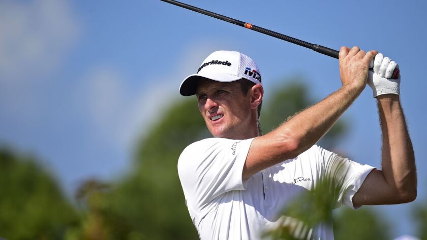 Justin Rose hits from the fourth tee during the last round of the Hero World Challenge at Albany Golf Club in Nassau, Bahamas on Dec. 2, 2018.