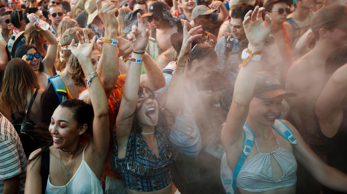 Attendees dance in the Do LaB during weekend one of the 2017 Coachella Valley Music and Arts Festival.