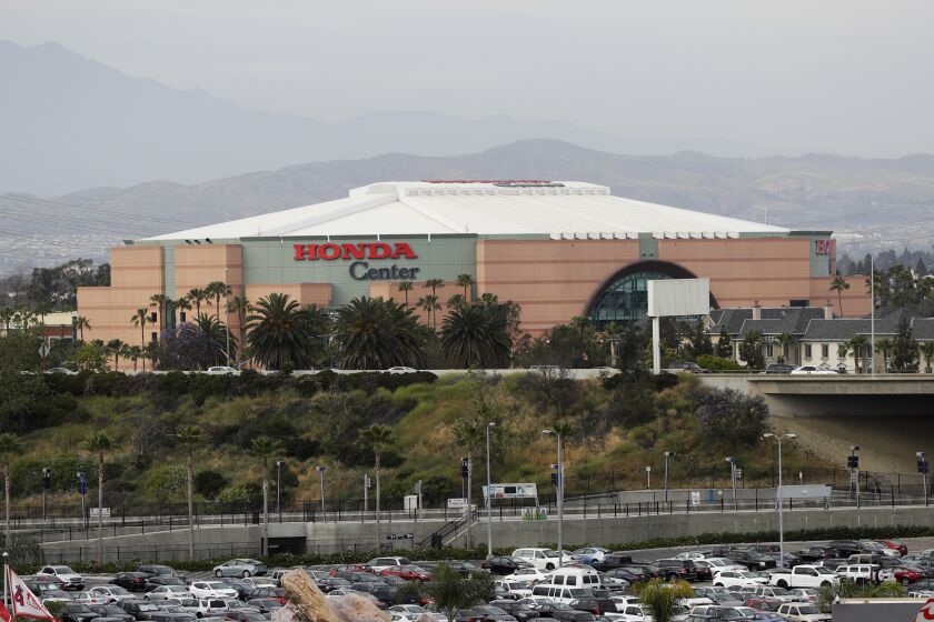 Honda Center is photographed on Wednesday, April 26, 2017, in Anaheim, Calif. (AP Photo/Jae C. Hong)
