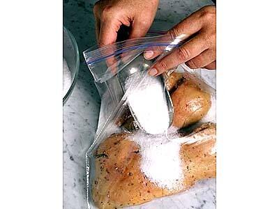 Salt the foie gras in the bag.