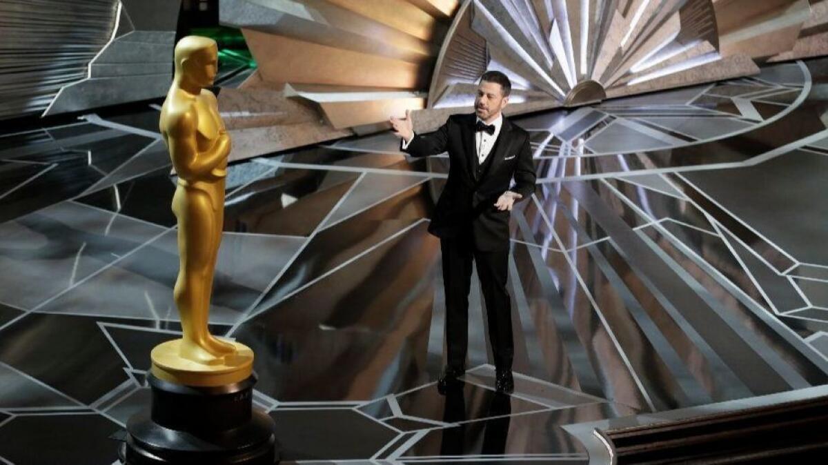 Host Jimmy Kimmel speaks onstage during the telecast of the 90th Academy Awards on March 4, 2018.