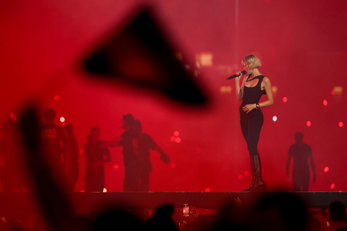 Angele performs during the closing ceremony of the 2024 Paris Olympics at Stade de France on Sunday.