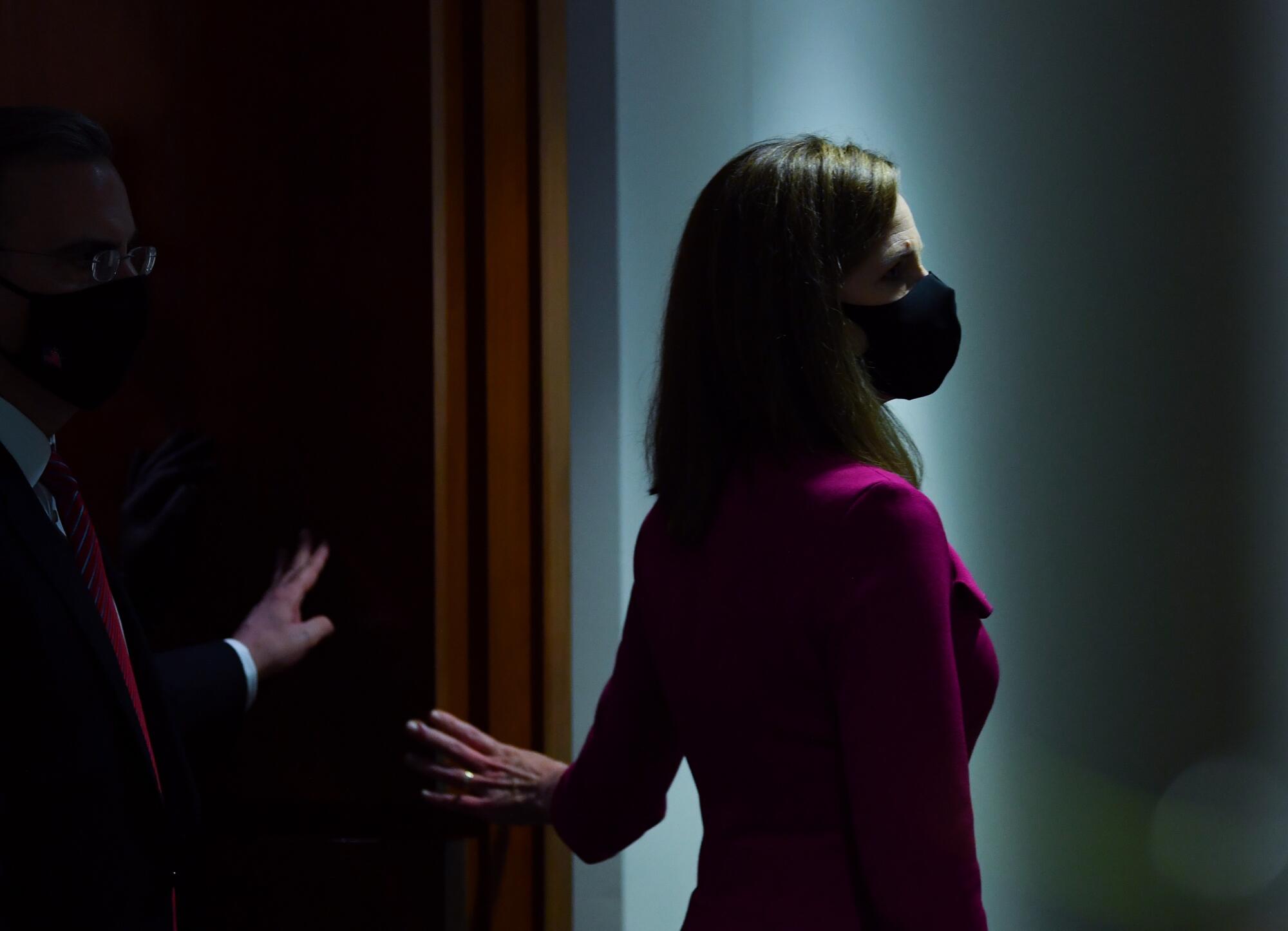 Supreme Court Justice nominee Judge Amy Coney Barrett departs confirmation hearing for Supreme Court Justice on Capitol Hill