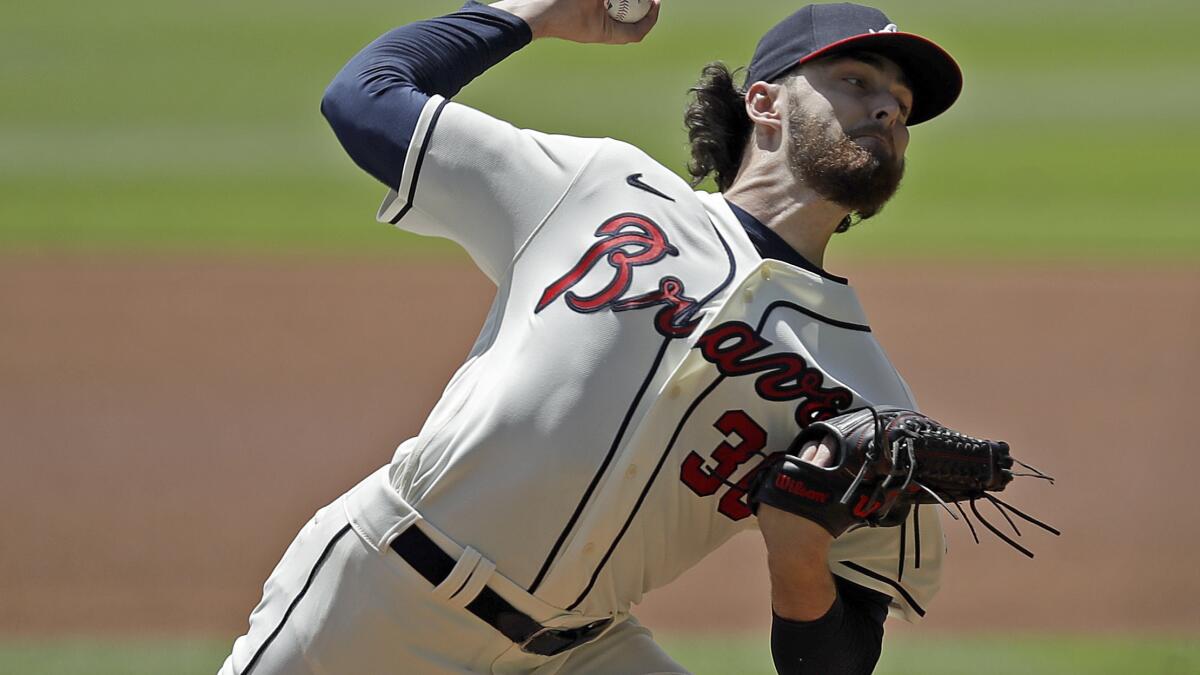 September 17, 2021: Atlanta Braves starting pitcher Ian Anderson (36)  delivers from the mound, during a MLB baseball game between the Atlanta  Braves and the San Francisco Giants at Oracle Park in