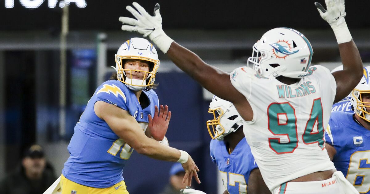 Short-handed Chargers get emotionally charged in big win over Dolphins