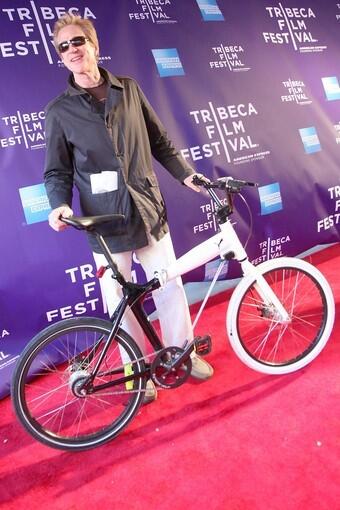 Actor Matthew Modine and his bike at the premiere of "Arias With a Twist."