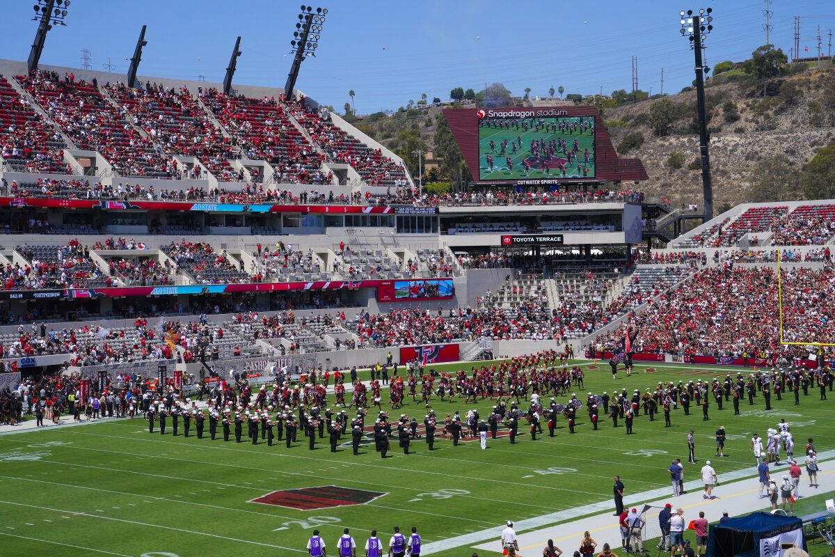San Diego State opened Snapdragon Stadium on Sept. 3 in its 2022 season opener against Arizona.