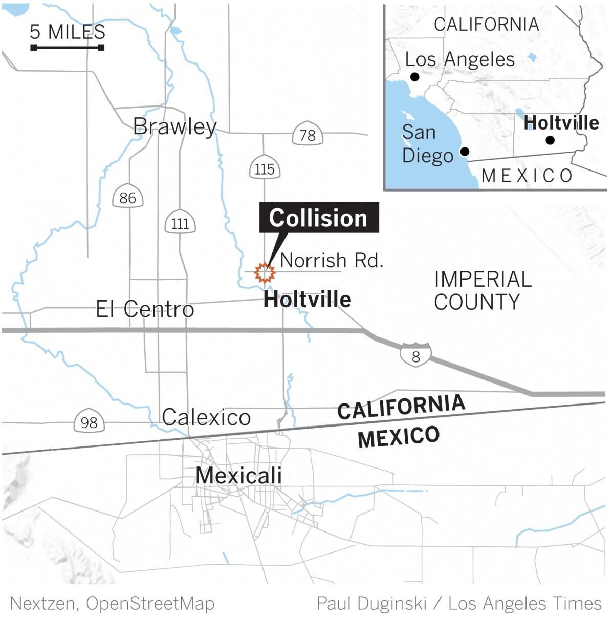 Location of deadly collision in Imperial County.
