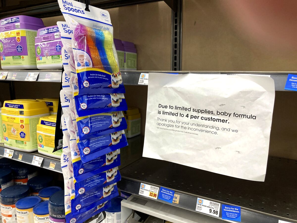 A sign limits the purchase of baby formula