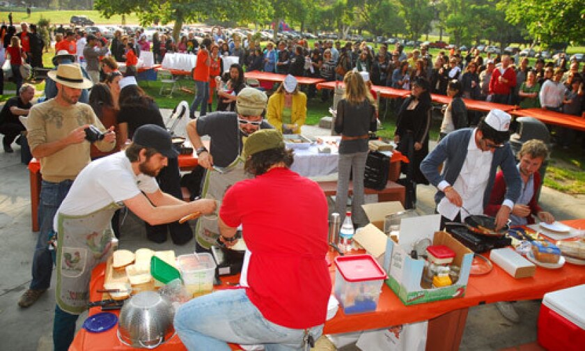 Four views of last year's Grilled Cheese Invitational, held in Griffith Park.