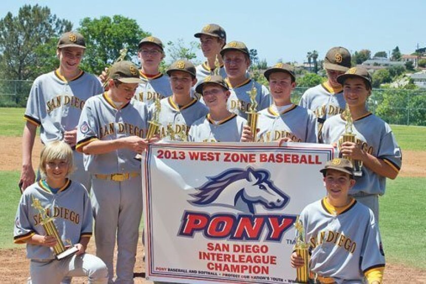 On the Inside Design team are Pony Champions and ran the table in the San Diego Pony Interleague Tournament. Courtesy Photo