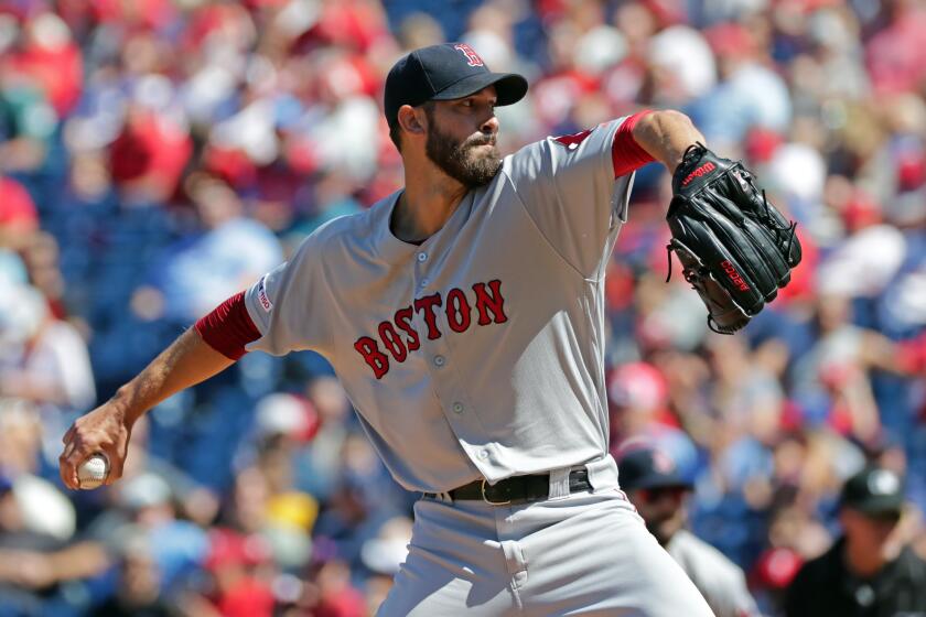 PHILADELPHIA, PA - SEPTEMBER 15: Rick Porcello #22 of the Boston Red Sox delivers a pitch in the first inning during a game against the Philadelphia Phillies at Citizens Bank Park on September 15, 2019 in Philadelphia, Pennsylvania. (Photo by Hunter Martin/Getty Images)