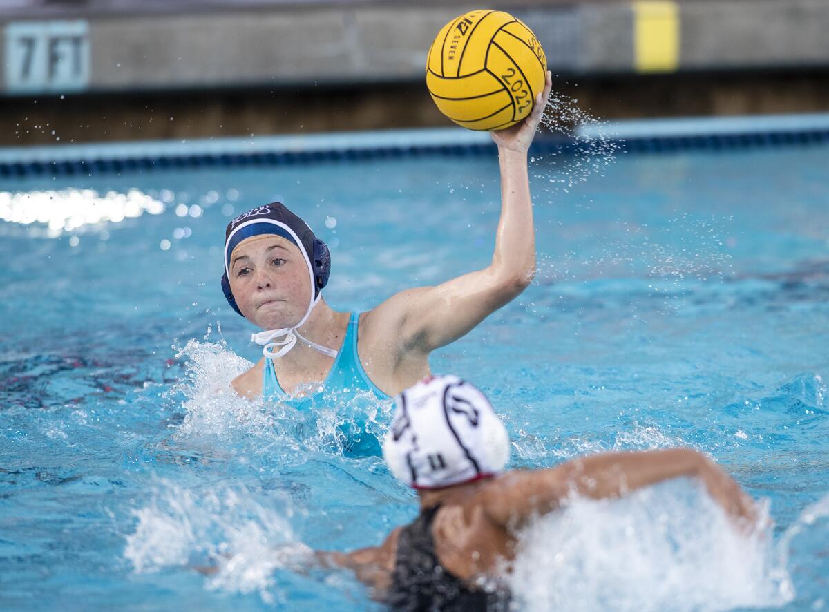 Corona del Mar's Didi Evans takes a shot during Wednesday's Division 1 semifinal match.