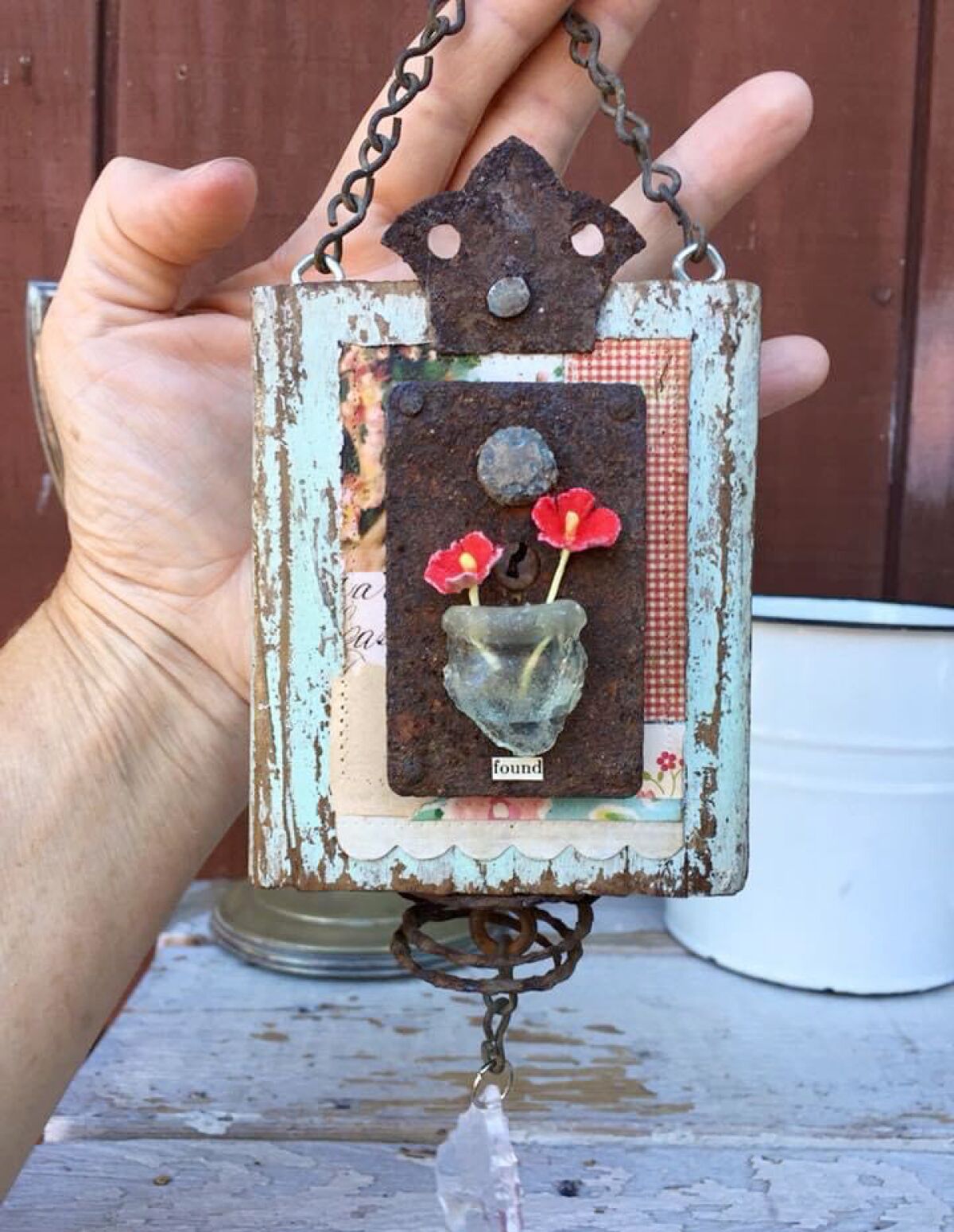 This is another example of the artwork Katie McCarty makes with the objects she finds.