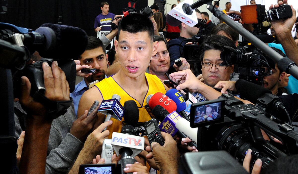 Jeremy Lin has been in the spotlight with the Knicks and Rockets, but now he's trying to shake off two sprained ankles to become the point guard for the Lakers.