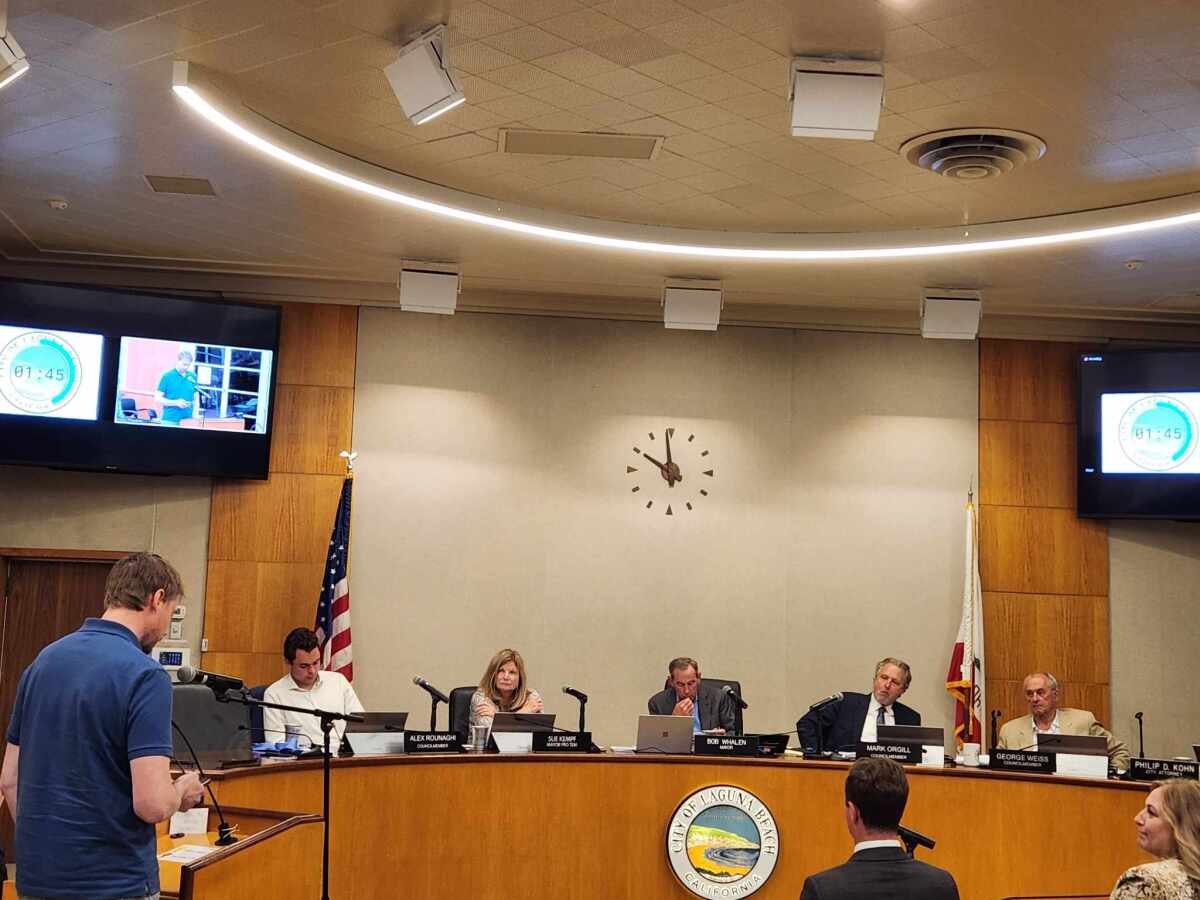 The Laguna Beach City Council during a meeting in City Hall in June.