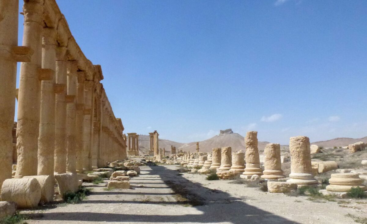 Ruins in the ancient city of Palmyra, after government troops recaptured the UNESCO world heritage site from Islamic State.