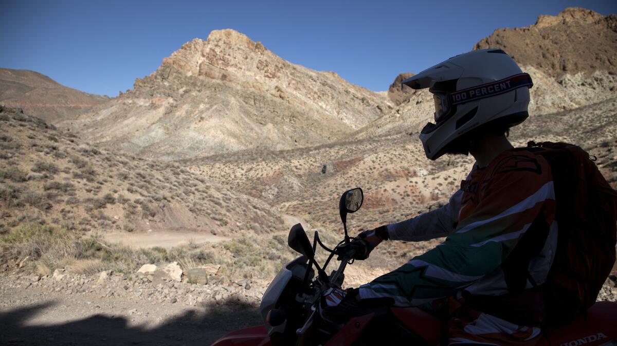 On the dirt road to Titus Canyon, Mark Buche takes a moment to take in a desert view in Death Valley National Park.