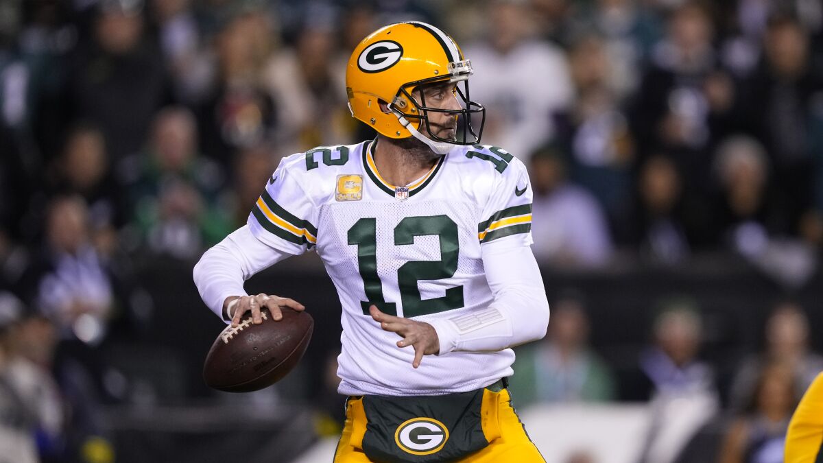 Green Bay Packers quarterback Aaron Rodgers in action against the Philadelphia Eagles.