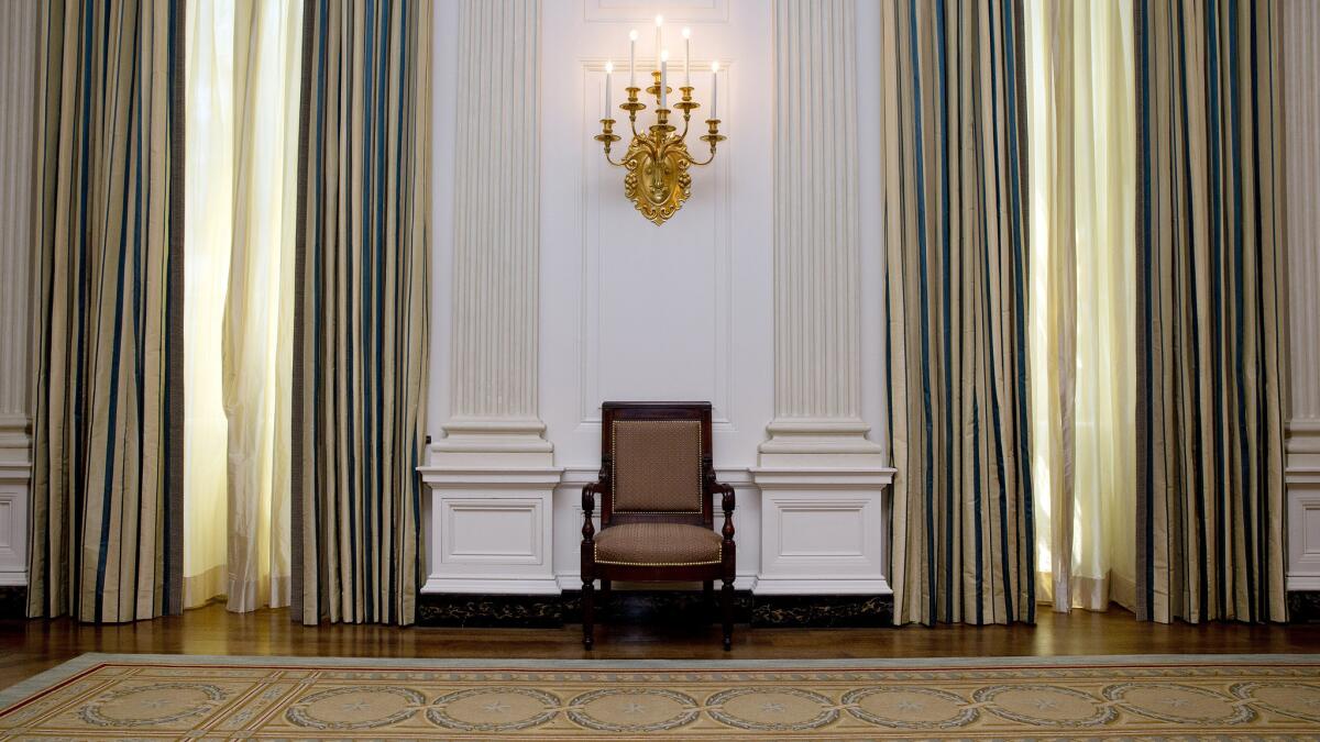 The new armchairs were modeled after those purchased by President Monroe in 1818