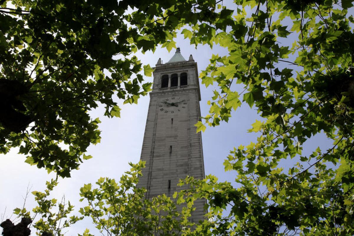 The Campanile, a.k.a. Sather Tower, looms over the campus at UC Berkeley.