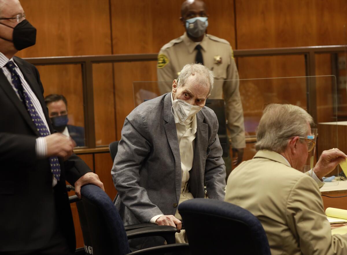 Robert Durst in an Inglewood courtroom during his murder trial in September. 