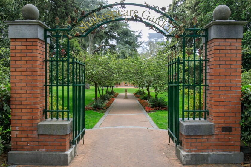The Shakespeare Garden is seen from the main gate.