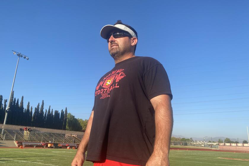 Mission Viejo coach Chad Johnson before Friday's game against Bishop Alemany.
