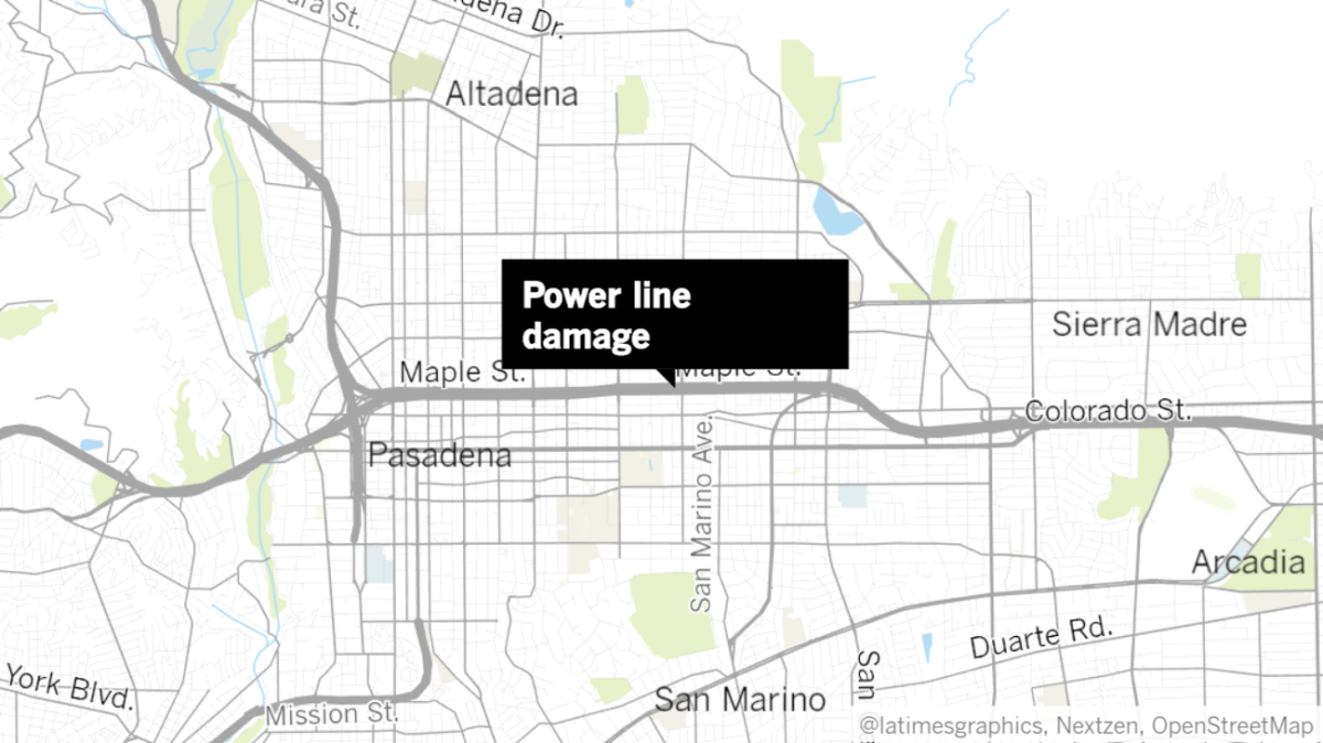 Metro's power lines were damaged at the Allen Avenue station in Pasadena.