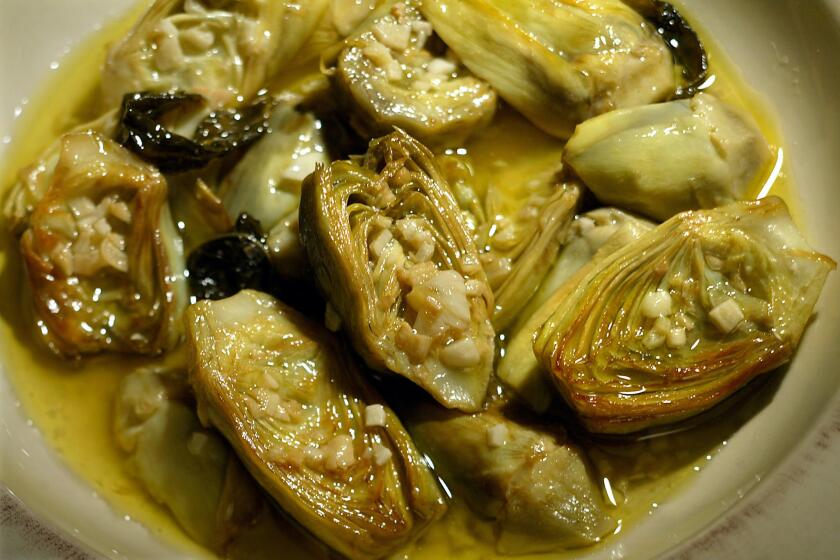 Roma Artichokes-Artichokes with garlic and mint. Digital image taken on 05/26/04