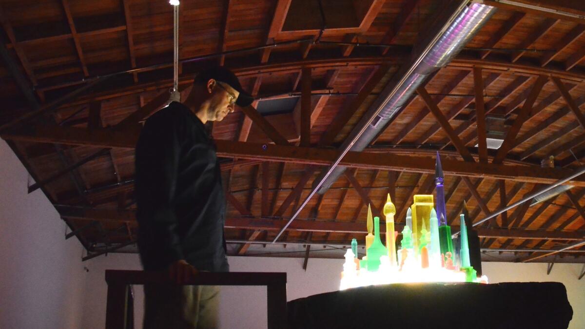 A visitor views a Mike Kelley artwork at the Hauser & Wirth gallery. .