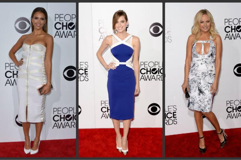 Jessica Alba, left, Allison Williams and Malin Akerman attend the People's Choice Awards at Nokia Theatre.
