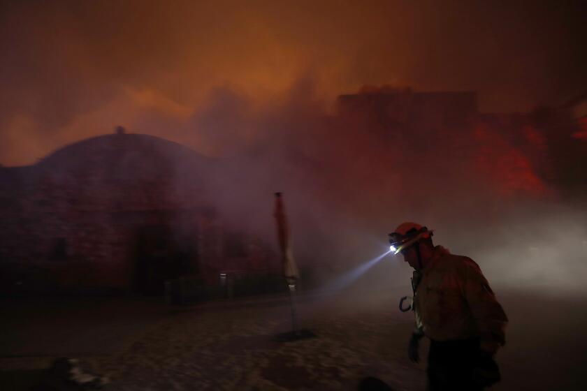 HEALDSBURG, CALIF. - OCT. 26, 2019. The Soda Ranch winery along State Highway 128 near Healdsburg is consumed by the Kincade fire early Sunday morning, Oct. 27, 2019. (Luis Sinco/Los Angeles Times)