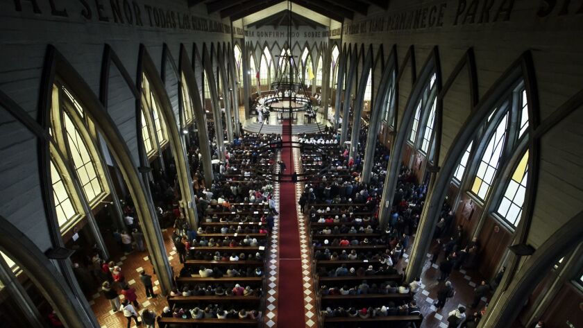 The Catholic Church holds a reconciliation Mass at San Mateo Cathedral in Chile.