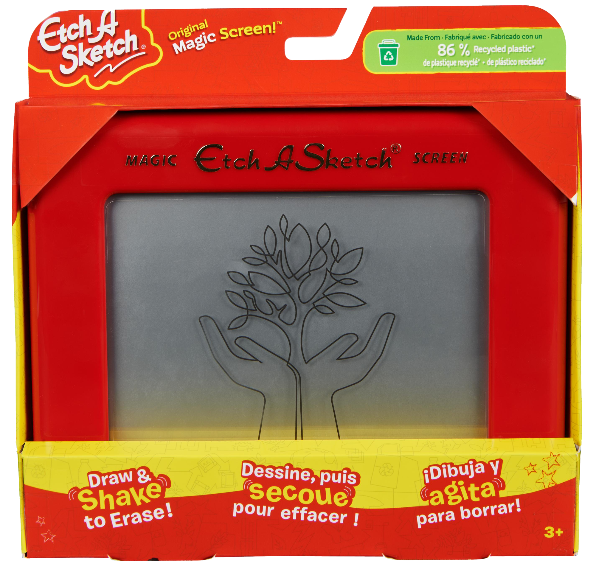 A red Etch A Sketch drawing toy