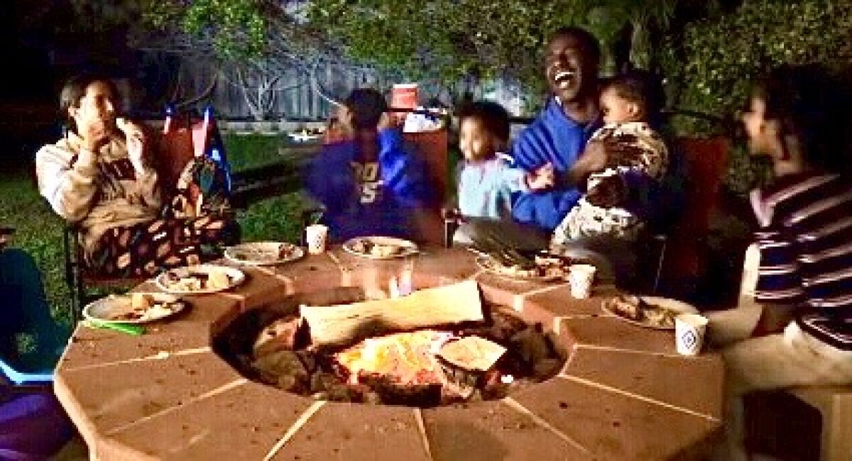 Finding creative ways to celebrate "spring break" in their back yard, Ken Nwadike Jr. is embracing his home confinement time with his wife, Sabrina, and their kids.