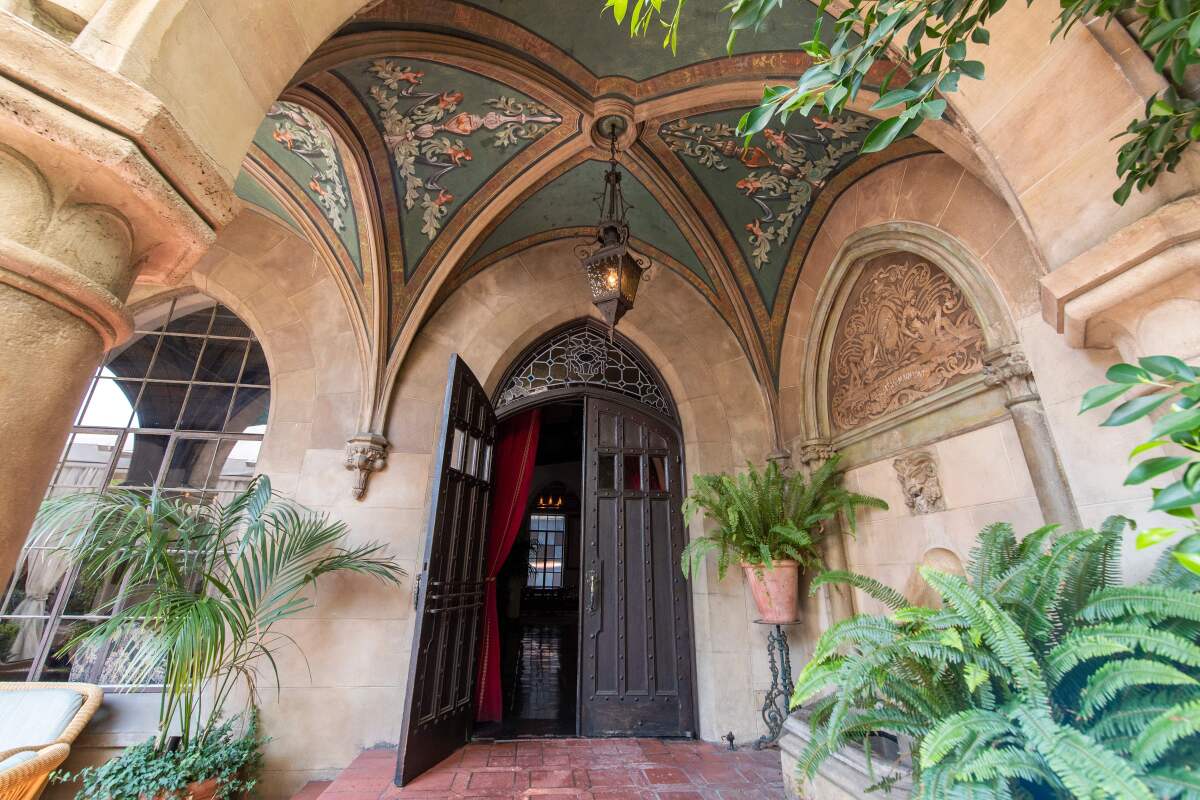 View of the entrance of the lobby from the restaurant in Chateau Marmont.