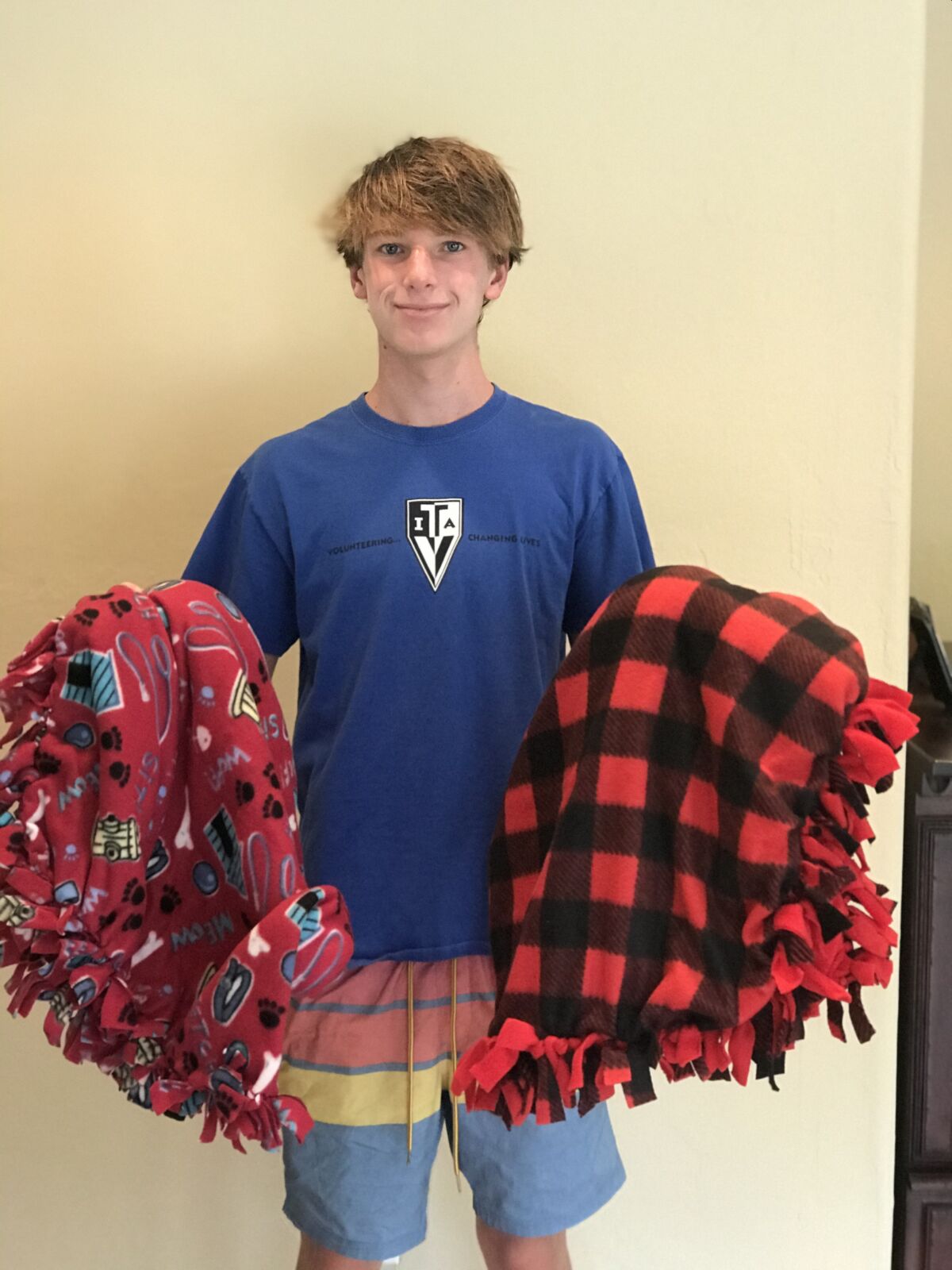 Grant Pollin with blankets