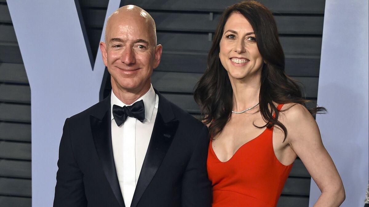 MacKenzie Scott with then-husband Jeff Bezos at the Vanity Fair Oscars party in 2018