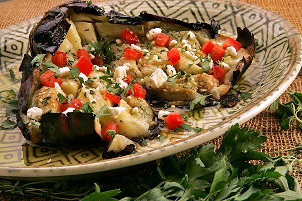 Kuzina's butterflied roasted eggplant salad
