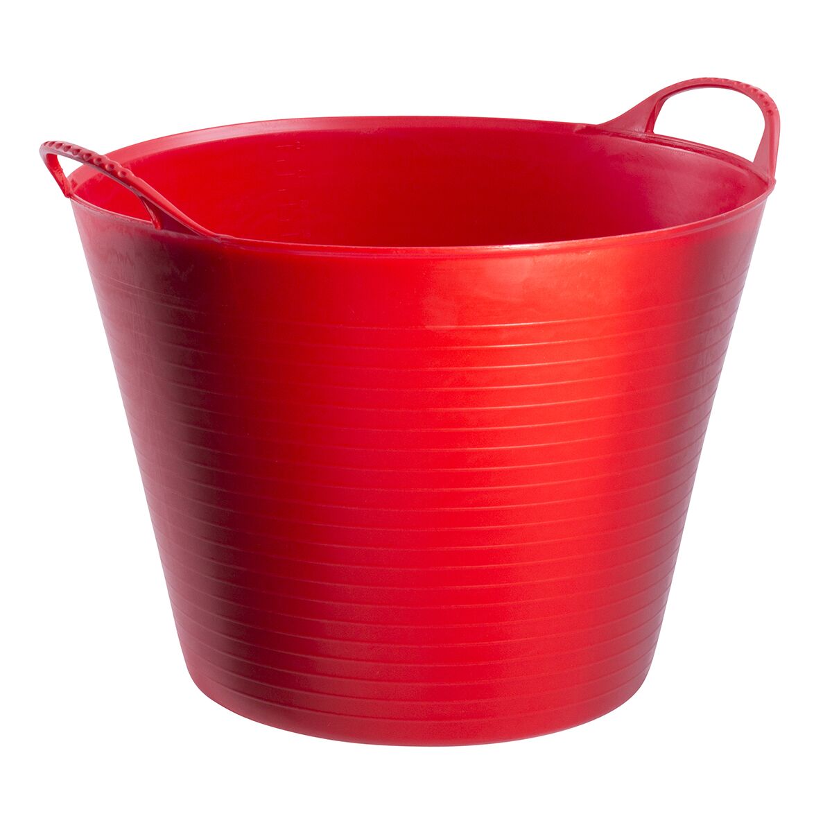 A red plastic tub trug