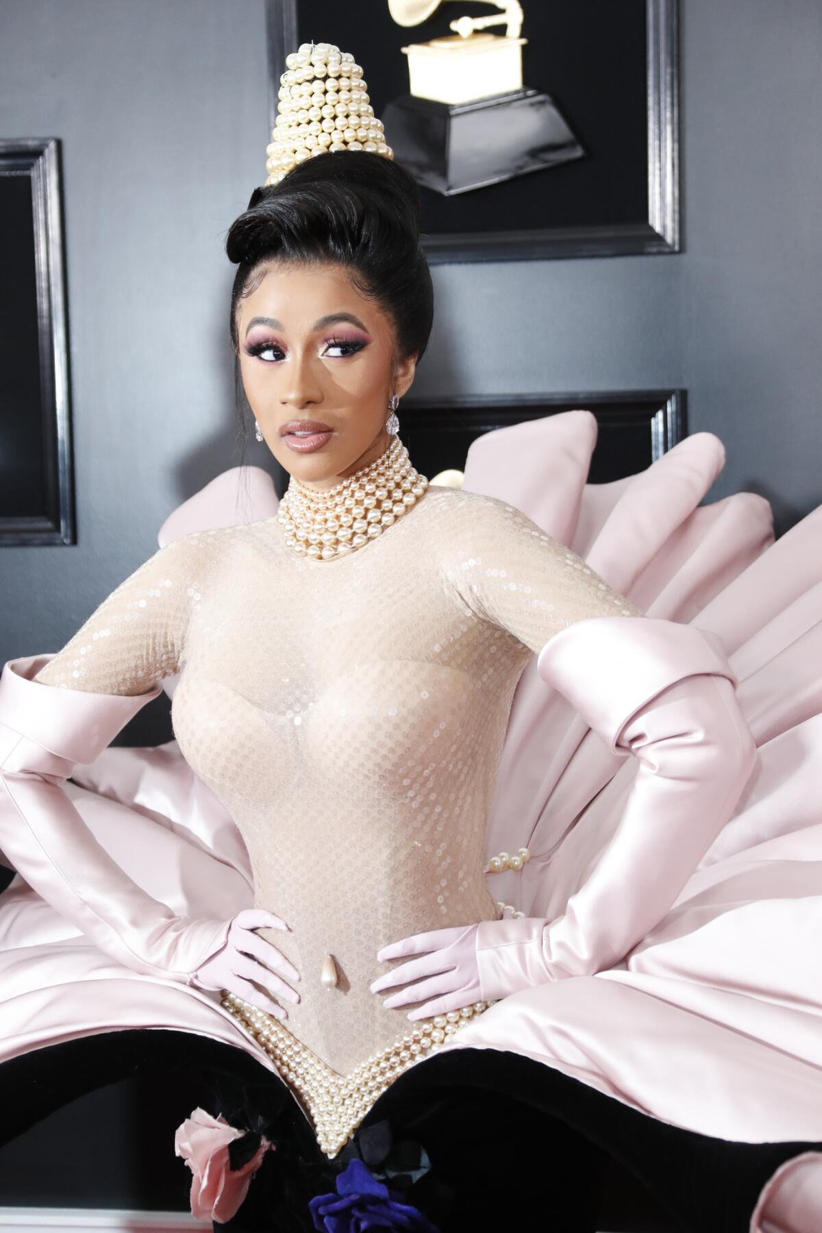 Cardi B during the arrivals at the 61st Grammy Awards.