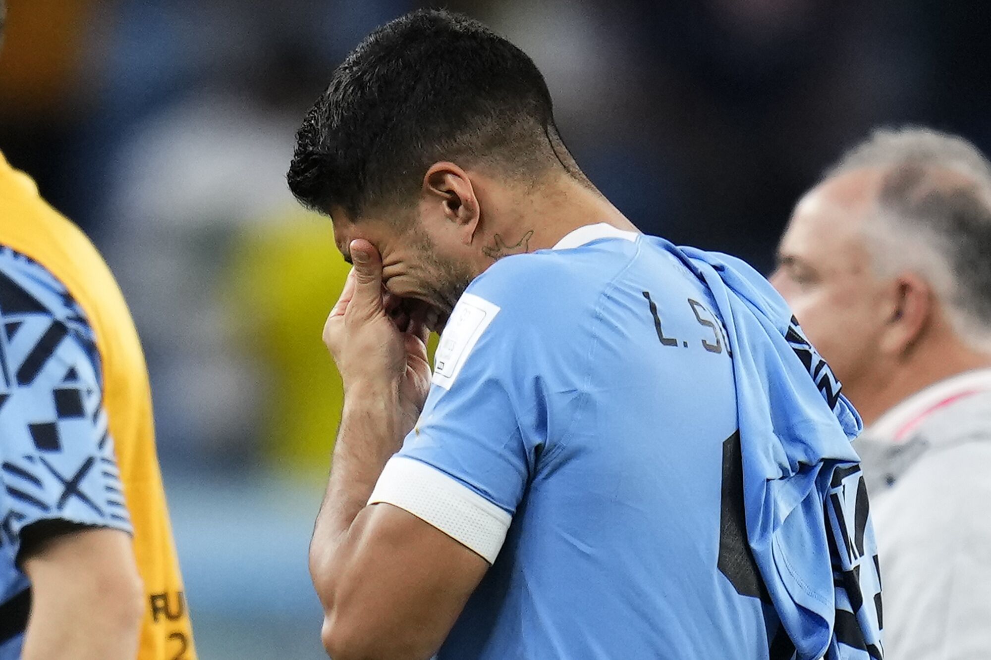 Uruguay's Luis Suarez cries 