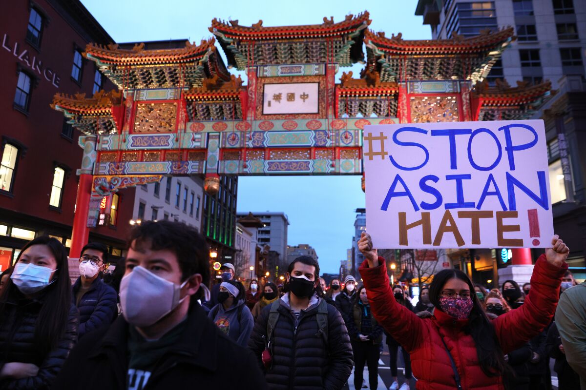 Demonstrators in Washington's Chinatown