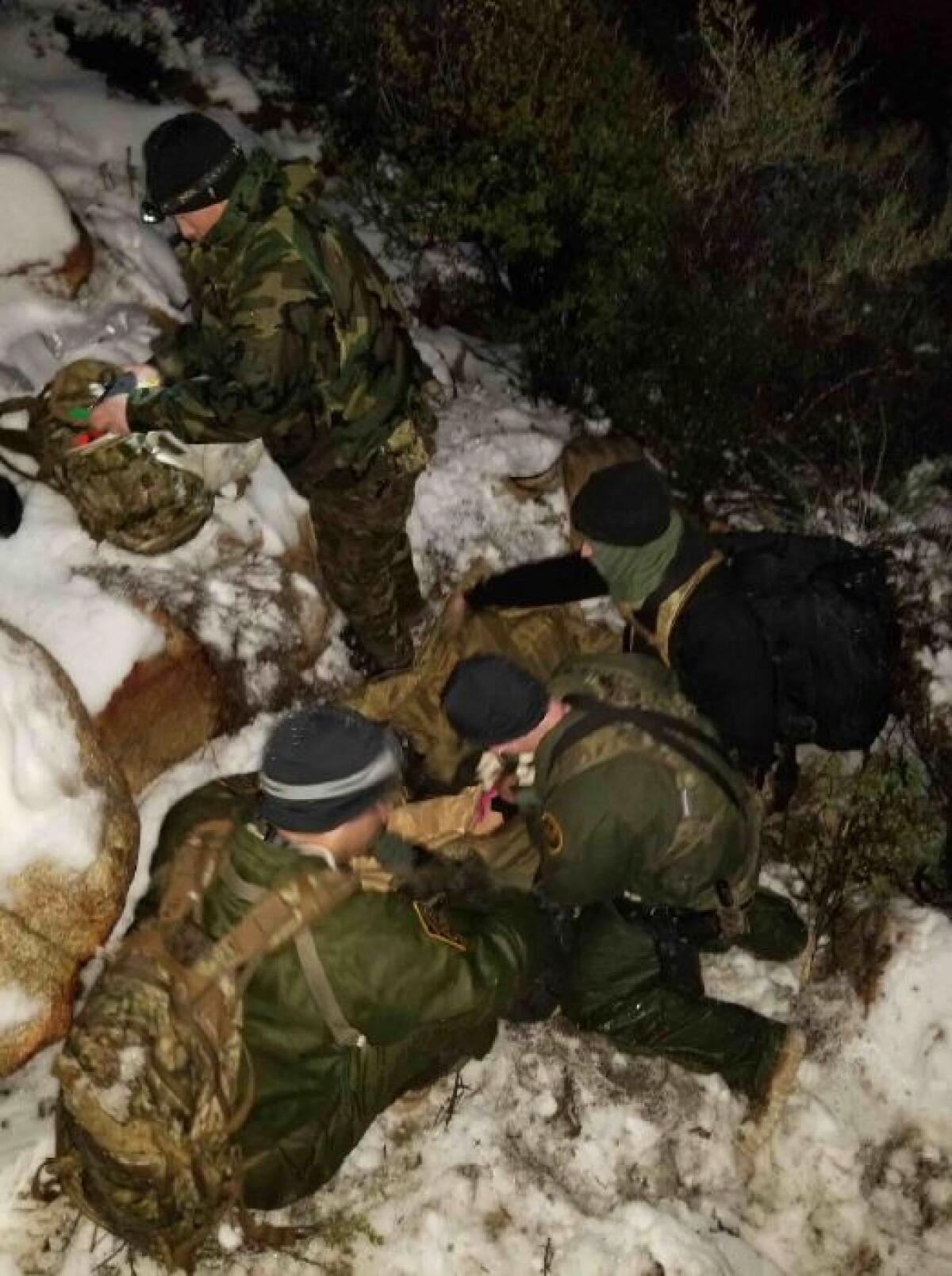 Border Patrol search-and-rescue agents work after nightfall on Feb. 10, 2020, to continue trying to save Juana Santos Arce.