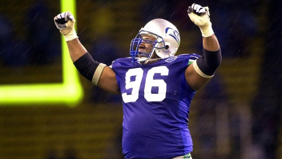 Defensive tackle Cortez Kennedy, shown on Dec. 16, 2000, played 11 seasons for the Seattle Seahawks.
