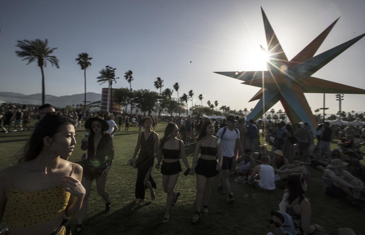 The scene at Coachella Valley Music and Arts Festival, which Eminem performed at Sunday night.