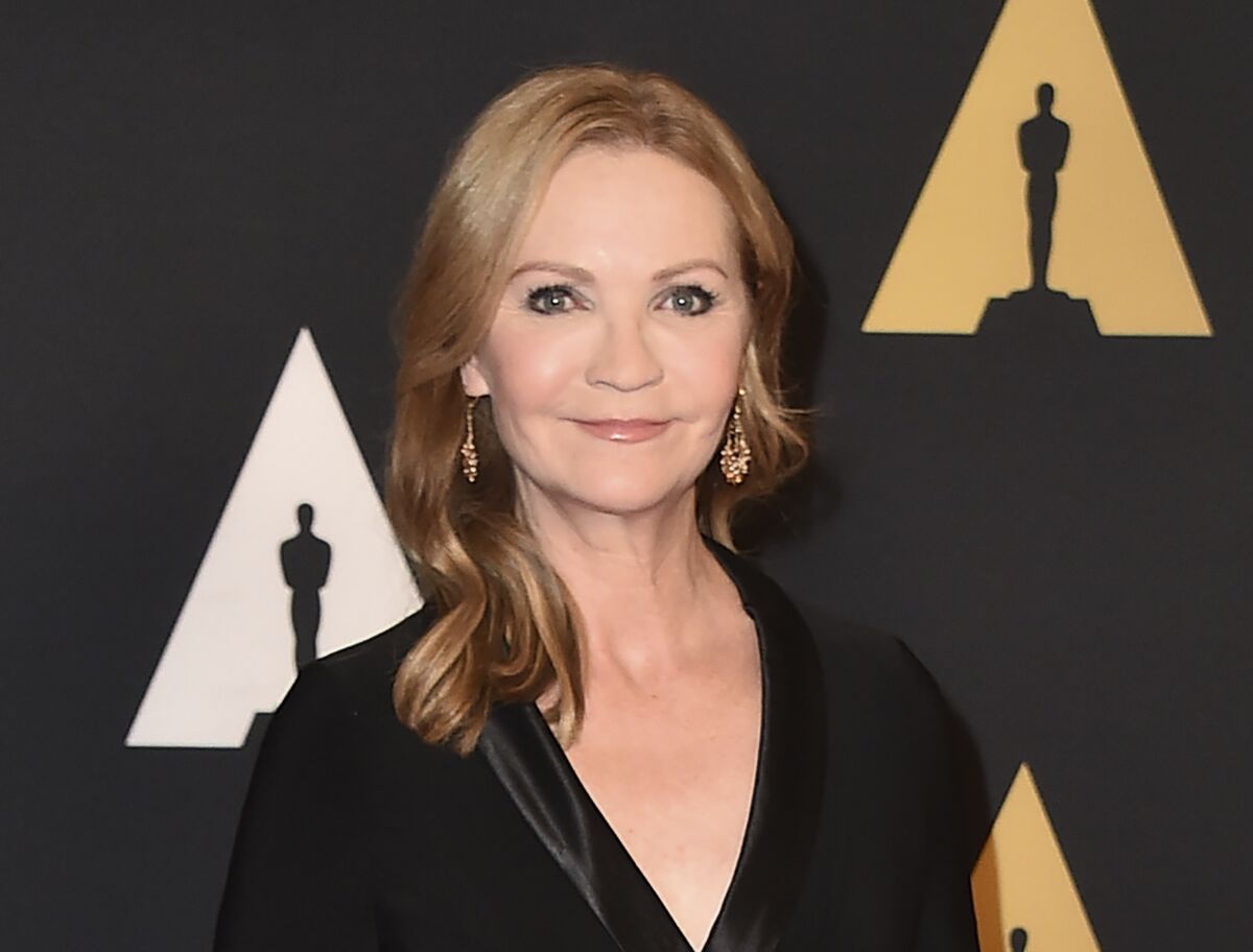 FILE - Joan Allen arrives at the Governors Awards at the Dolby Ballroom on Nov. 14, 2015, in Los Angeles.Allen will narrate the audiobook for “State of Terror,” the political thriller co-written by Hillary Clinton and Louise Penny, releasing Oct. 12. (Photo by Jordan Strauss/Invision/AP, File)