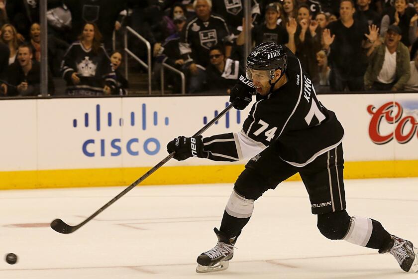 Dwight King, shown in May, has looked strong in the Kings' first two preseason games.