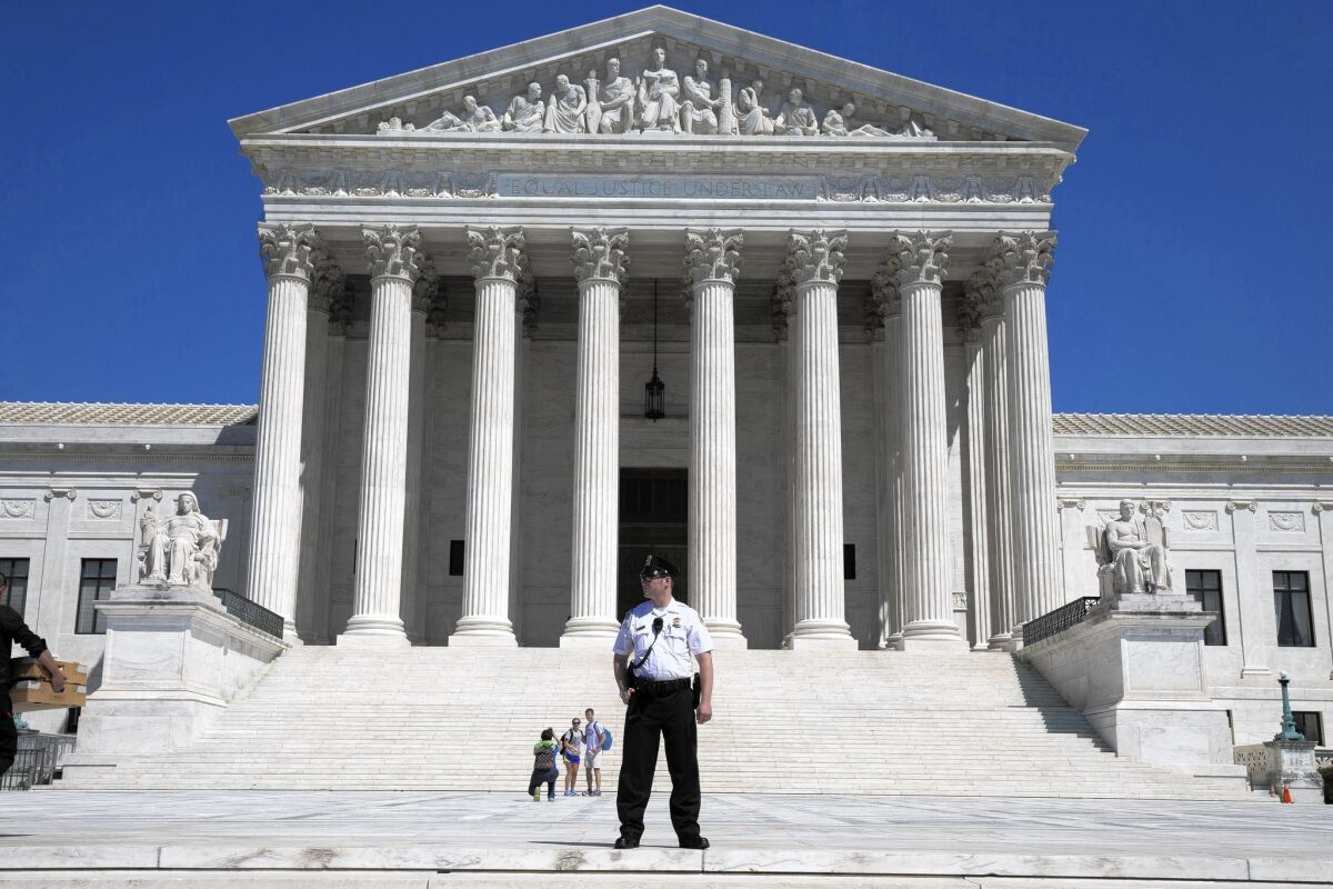 Supreme Court justices sounded likely to side with a fired community college official who lost a free-speech lawsuit against the college president who dismissed him. Above, the Supreme Court building in Washington.